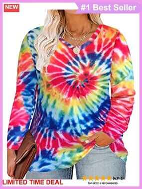 Plus Size Long Sleeve V Neck Tunic Top Loose Fit Casual Pullover